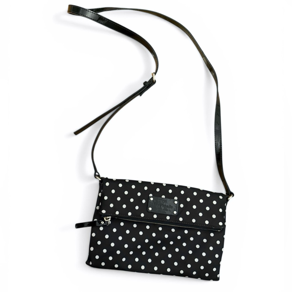 KATE SPADE Spot Nylon Aleah Polka Dot Foldover Crossbody Bag (EUC)